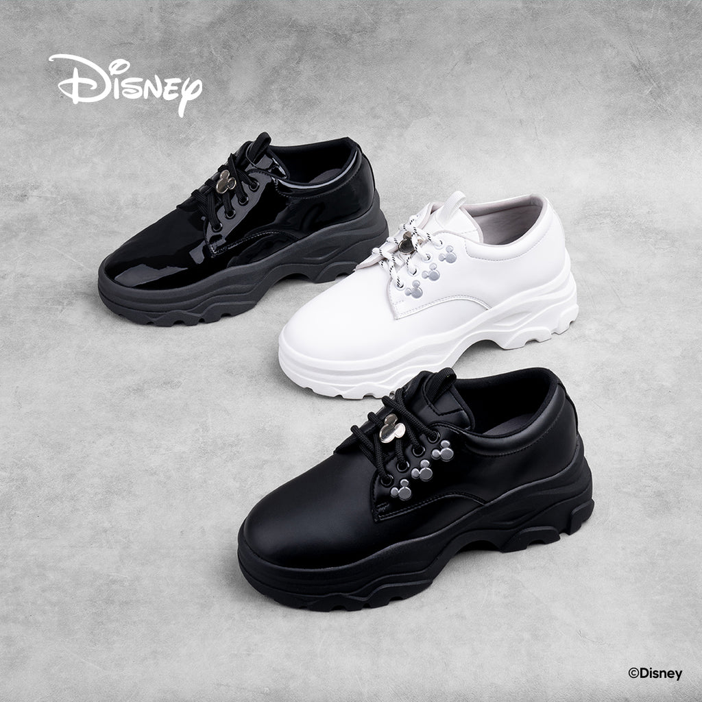 Disney B&W Chunky Derby Shoes - Black Glossy