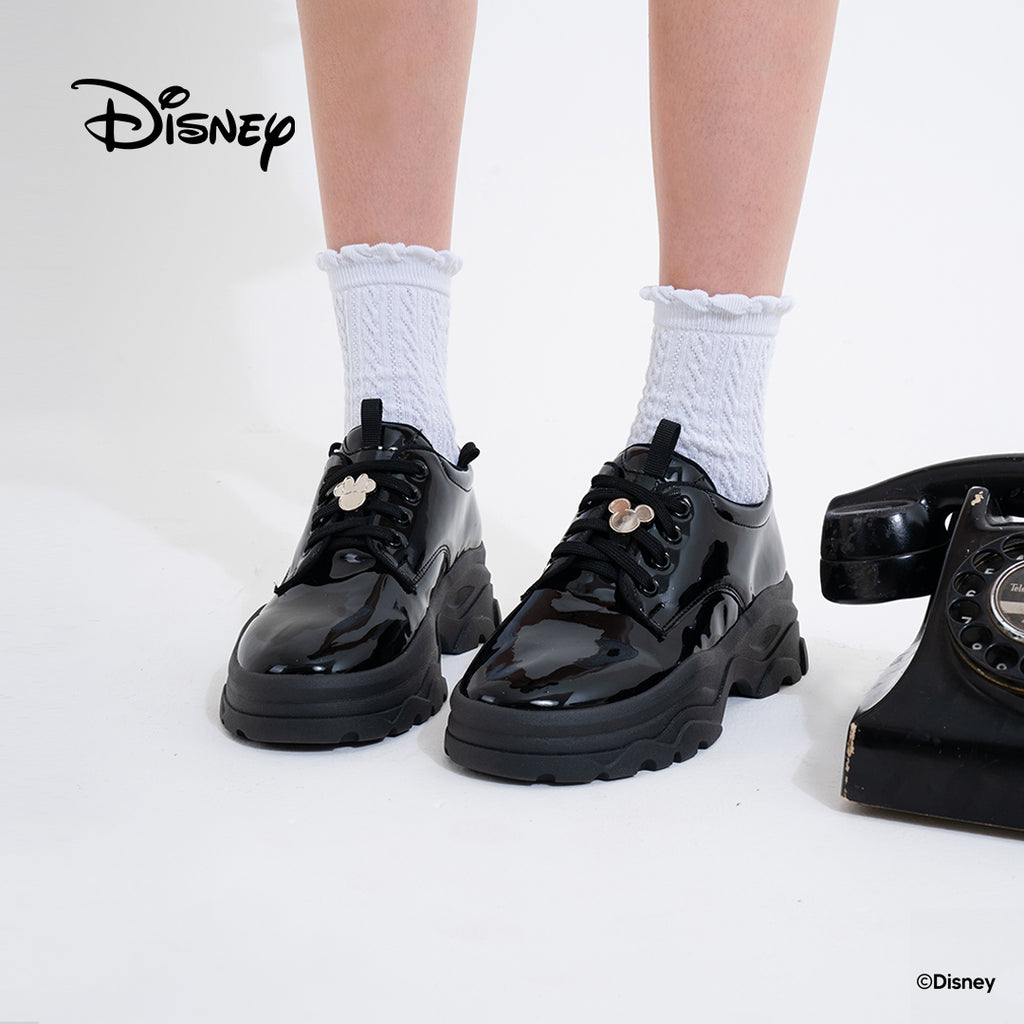 Disney B&W Chunky Derby Shoes - Black Glossy