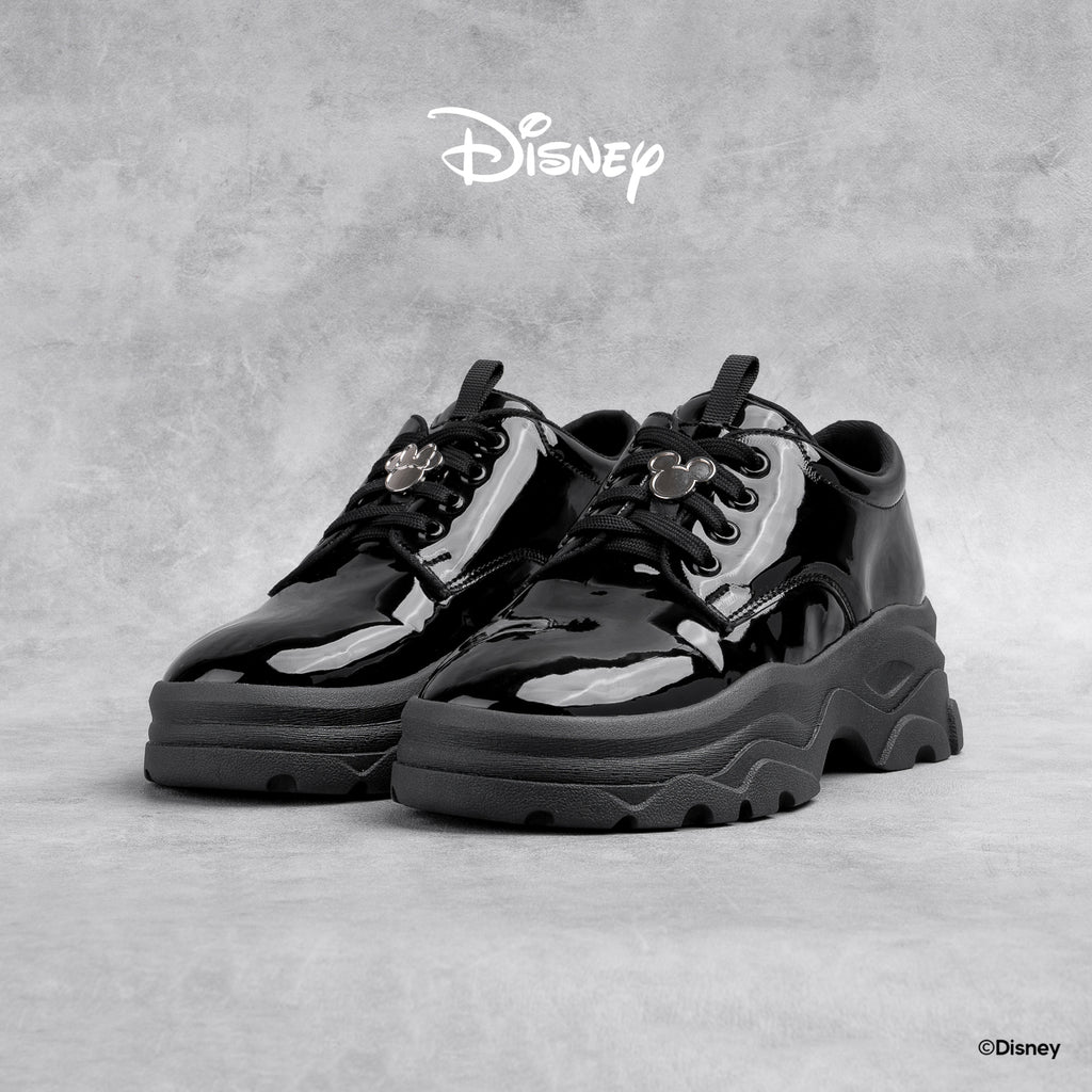 Disney B&W Chunky Derby Shoes - Black Glossy