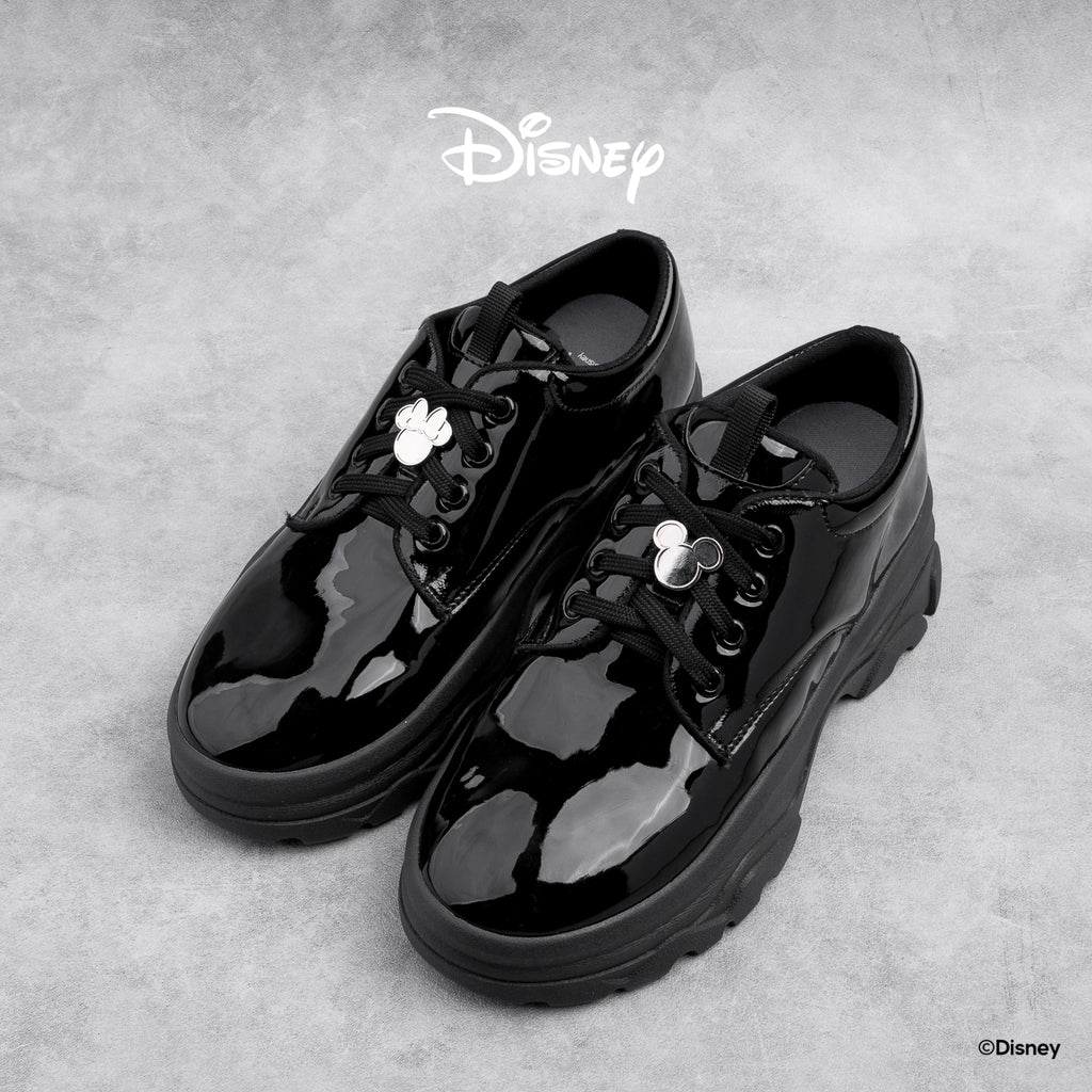 Disney B&W Chunky Derby Shoes - Black Glossy